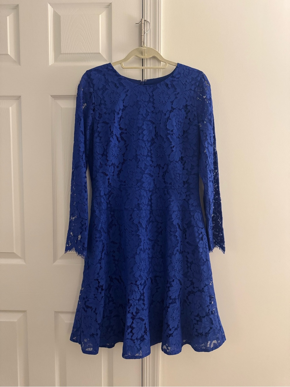 J. CREW Cobalt Blue Dress with Lace Overlay